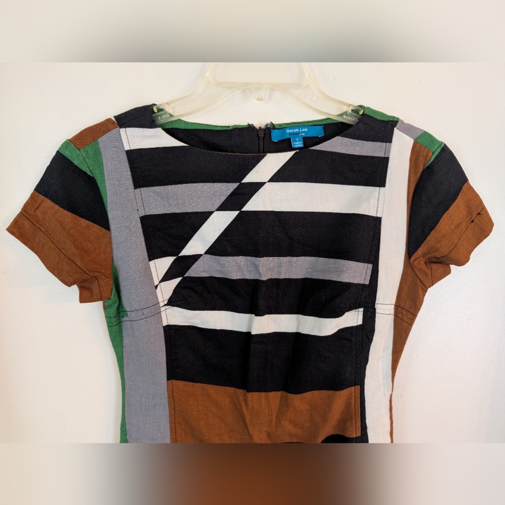 Derek Lam Striped Sheath Mini Dress Sz 2 - Picture 4 of 10